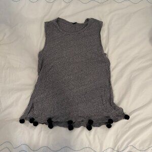 J.Crew Sleeveless Top with Pom Pom Trim